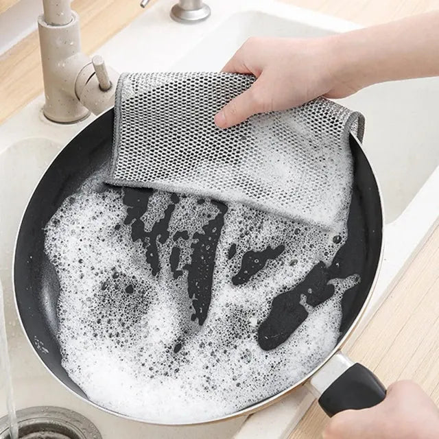Pack of 4 Kitchen Steel Mesh Wire DisWasher Cleaning Cloth Piece