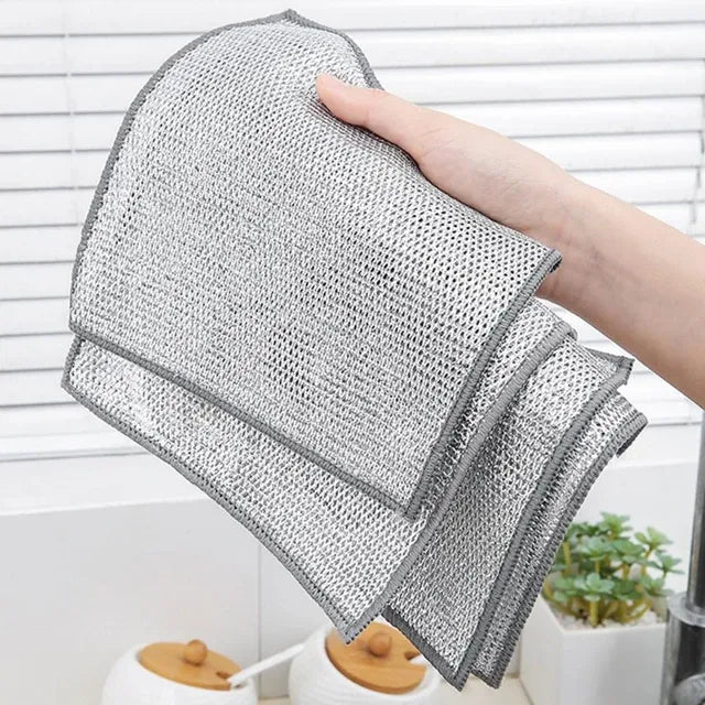 Pack of 4 Kitchen Steel Mesh Wire DisWasher Cleaning Cloth Piece