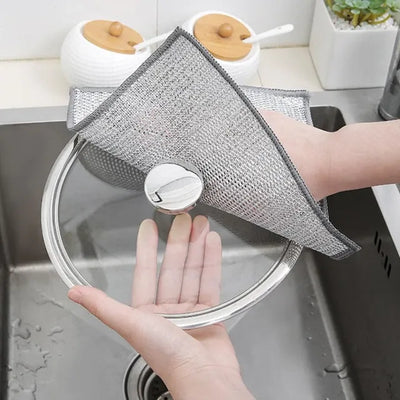Pack of 4 Kitchen Steel Mesh Wire DisWasher Cleaning Cloth Piece