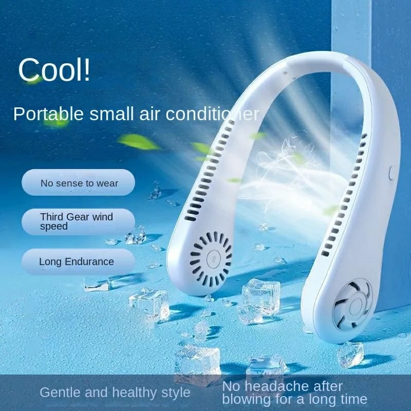 Mini Hanging Neck Fan High Wind 3 Speed Adjustable USB Charging