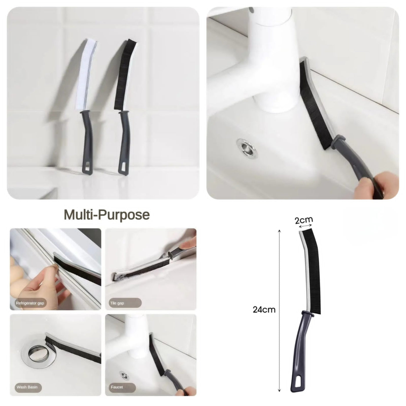 2 Pcs Set – Multi Function Gap Cleaning Brush / Cleaning Brush Hard Bristle